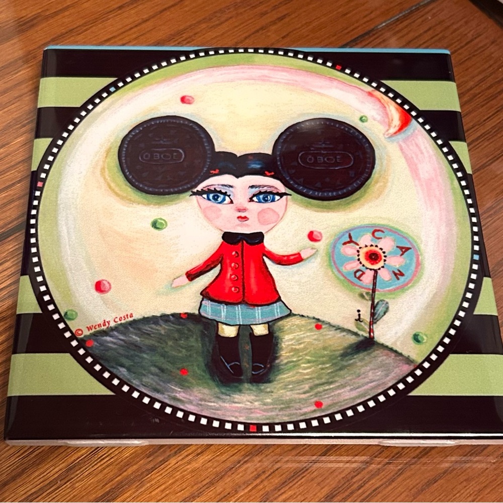 Candy Girl ceramic trivet 6”X6” - Picture 2 of 7